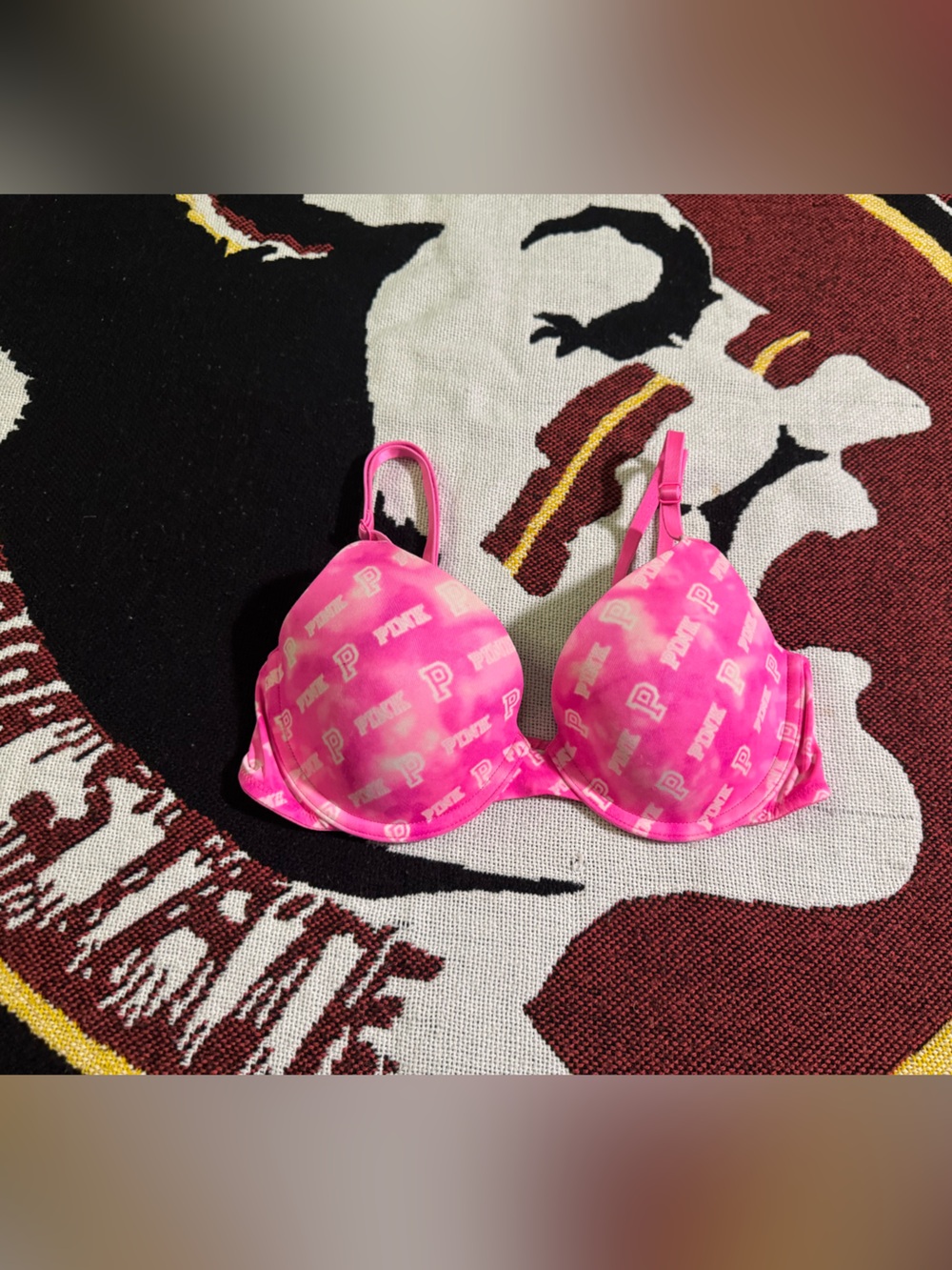 PINK Victoria's Secret Hot Pink Logo Push-Up Bra
